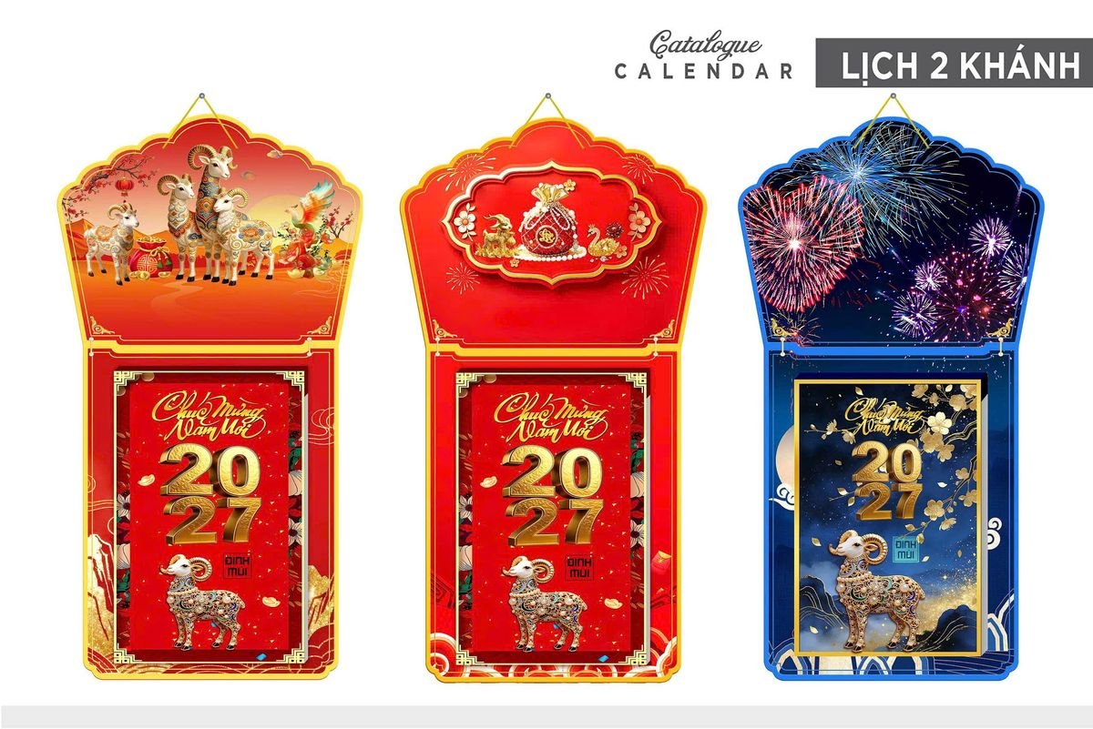 Lịch Khánh Gỗ Lamina 2 Đầu 2027 LM2D_010 - Quà Tặng Công Đoàn