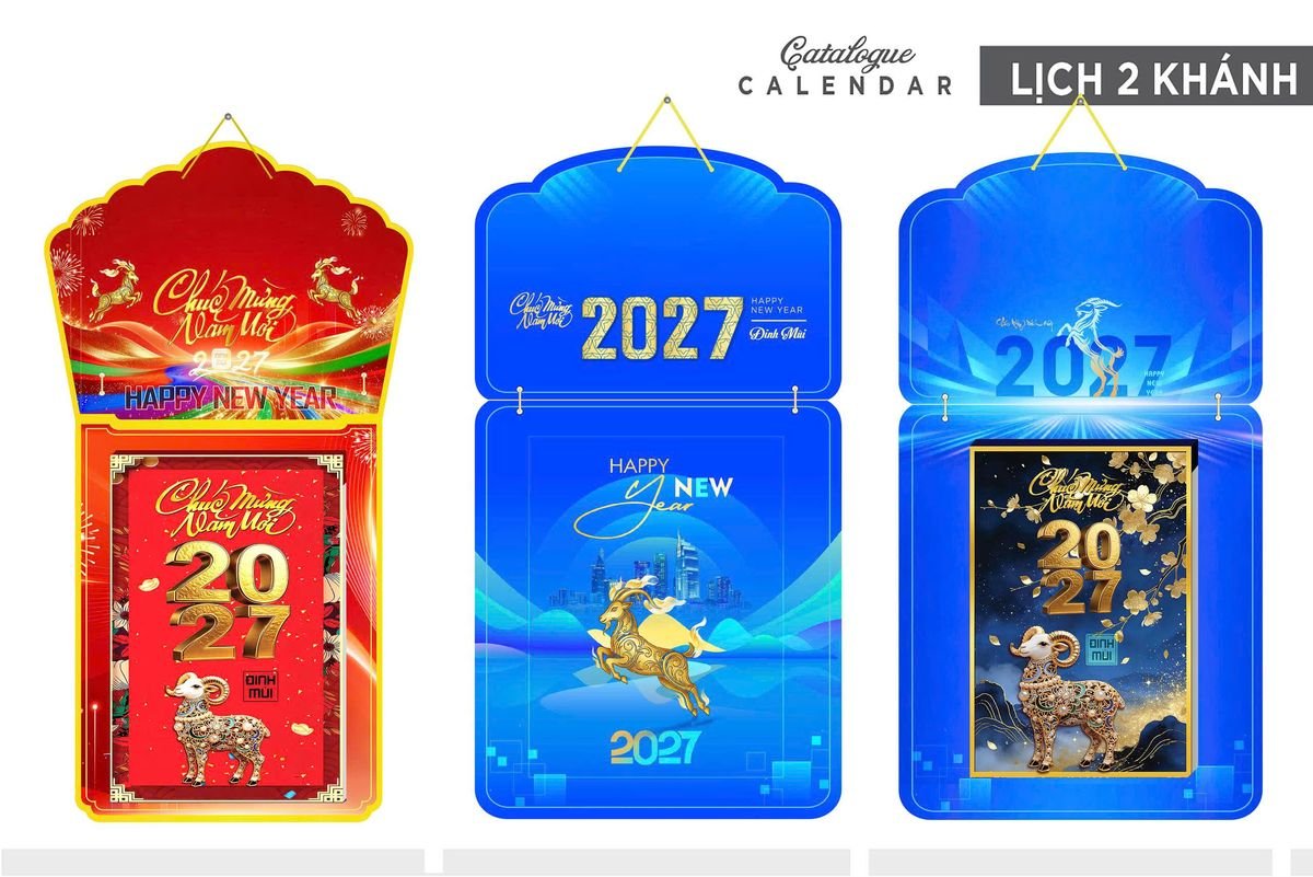 Lịch Khánh Gỗ Lamina 2 Đầu 2027 LM2D_011 - Quà Tặng Công Đoàn