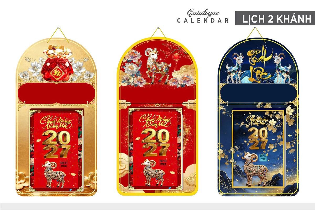Lịch Khánh Gỗ Lamina 2 Đầu 2027 LM2D_012 - Quà Tặng Công Đoàn
