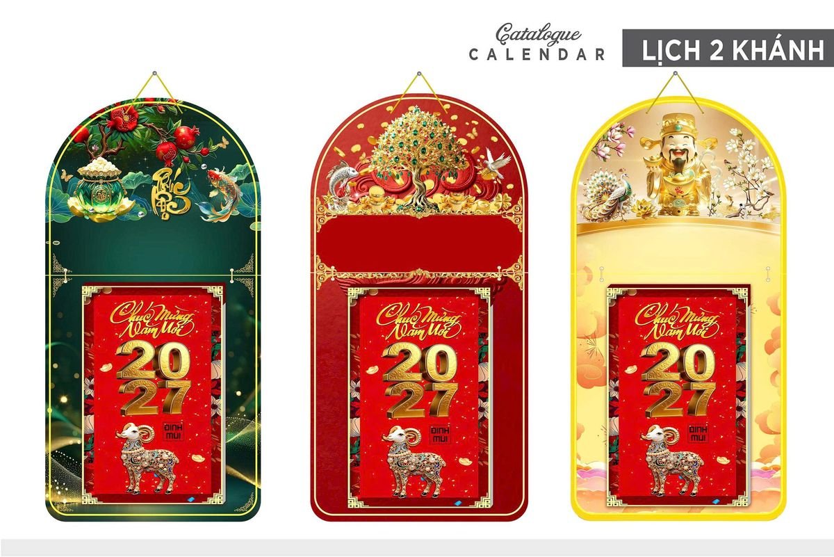 Lịch Khánh Gỗ Lamina 2 Đầu 2027 LM2D_013 - Quà Tặng Công Đoàn