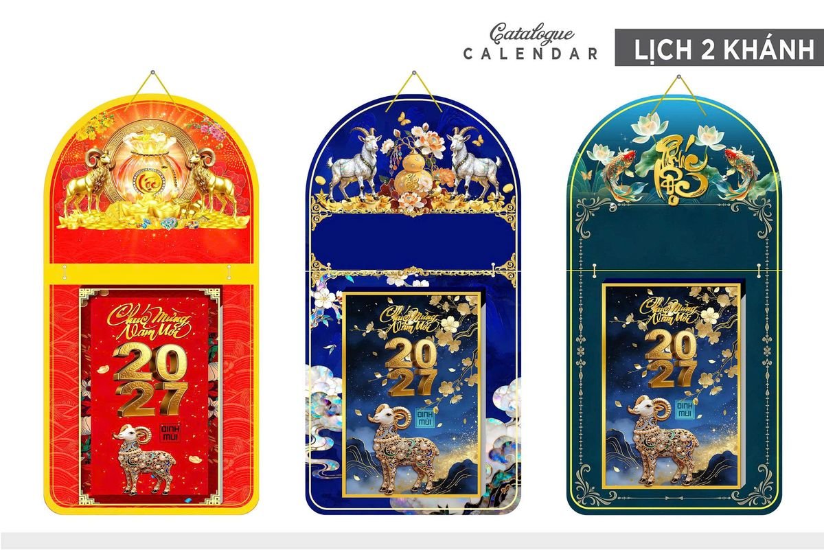 Lịch Khánh Gỗ Lamina 2 Đầu 2027 LM2D_014 - Quà Tặng Công Đoàn