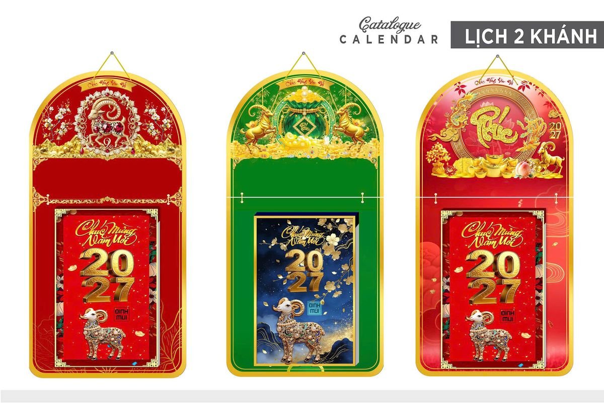 Lịch Khánh Gỗ Lamina 2 Đầu 2027 LM2D_015 - Quà Tặng Công Đoàn