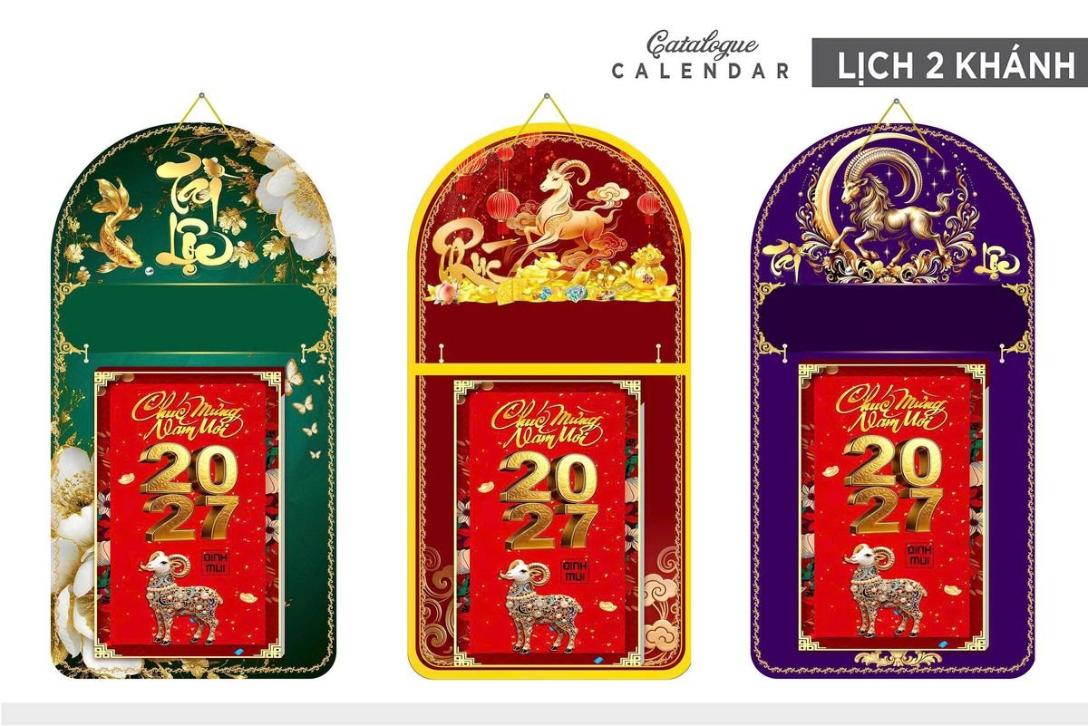 Lịch Khánh Gỗ Lamina 2 Đầu 2027 LM2D_016 - Quà Tặng Công Đoàn