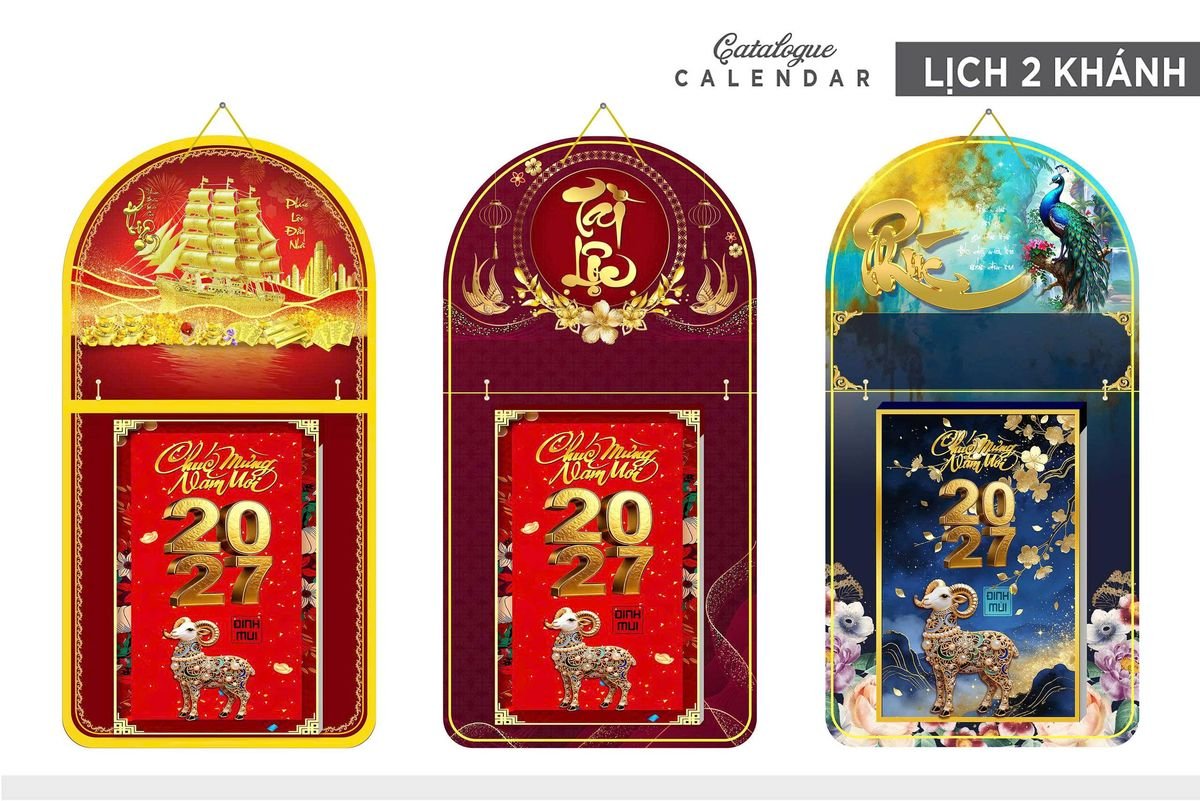 Lịch Khánh Gỗ Lamina 2 Đầu 2027 LM2D_017 - Quà Tặng Công Đoàn