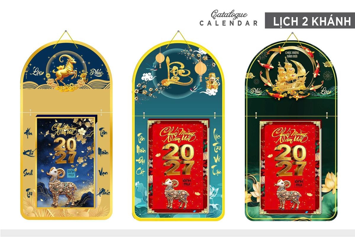 Lịch Khánh Gỗ Lamina 2 Đầu 2027 LM2D_018 - Quà Tặng Công Đoàn