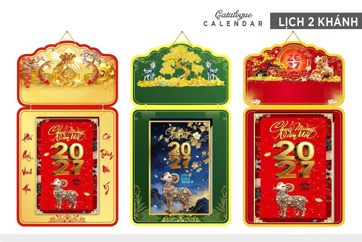 Lịch Khánh Gỗ Lamina 2 Đầu 2027 LM2D_019 - Quà Tặng Công Đoàn