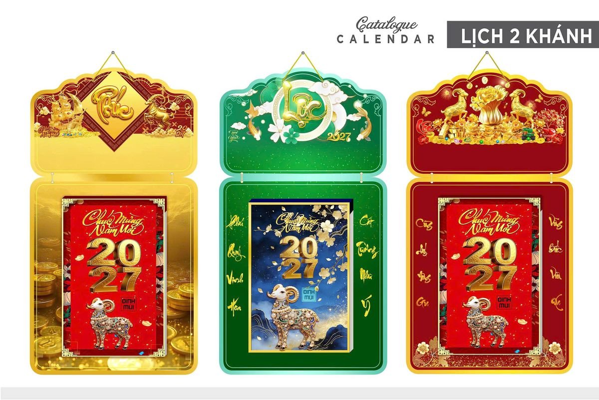 Lịch Khánh Gỗ Lamina 2 Đầu 2027 LM2D_021 - Quà Tặng Công Đoàn