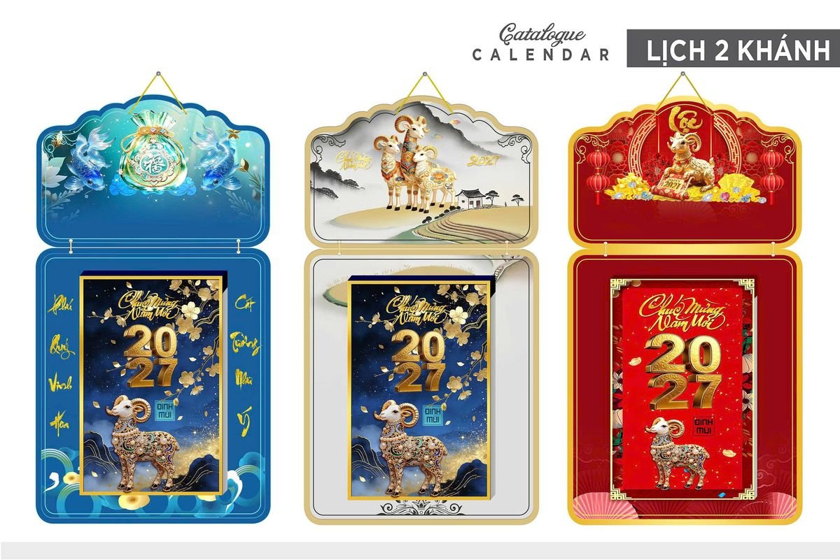 Lịch Khánh Gỗ Lamina 2 Đầu 2027 LM2D_022 - Quà Tặng Công Đoàn