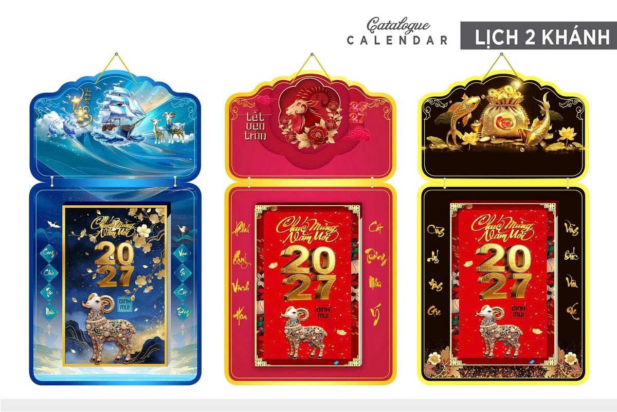 Lịch Khánh Gỗ Lamina 2 Đầu 2027 LM2D_023 - Quà Tặng Công Đoàn