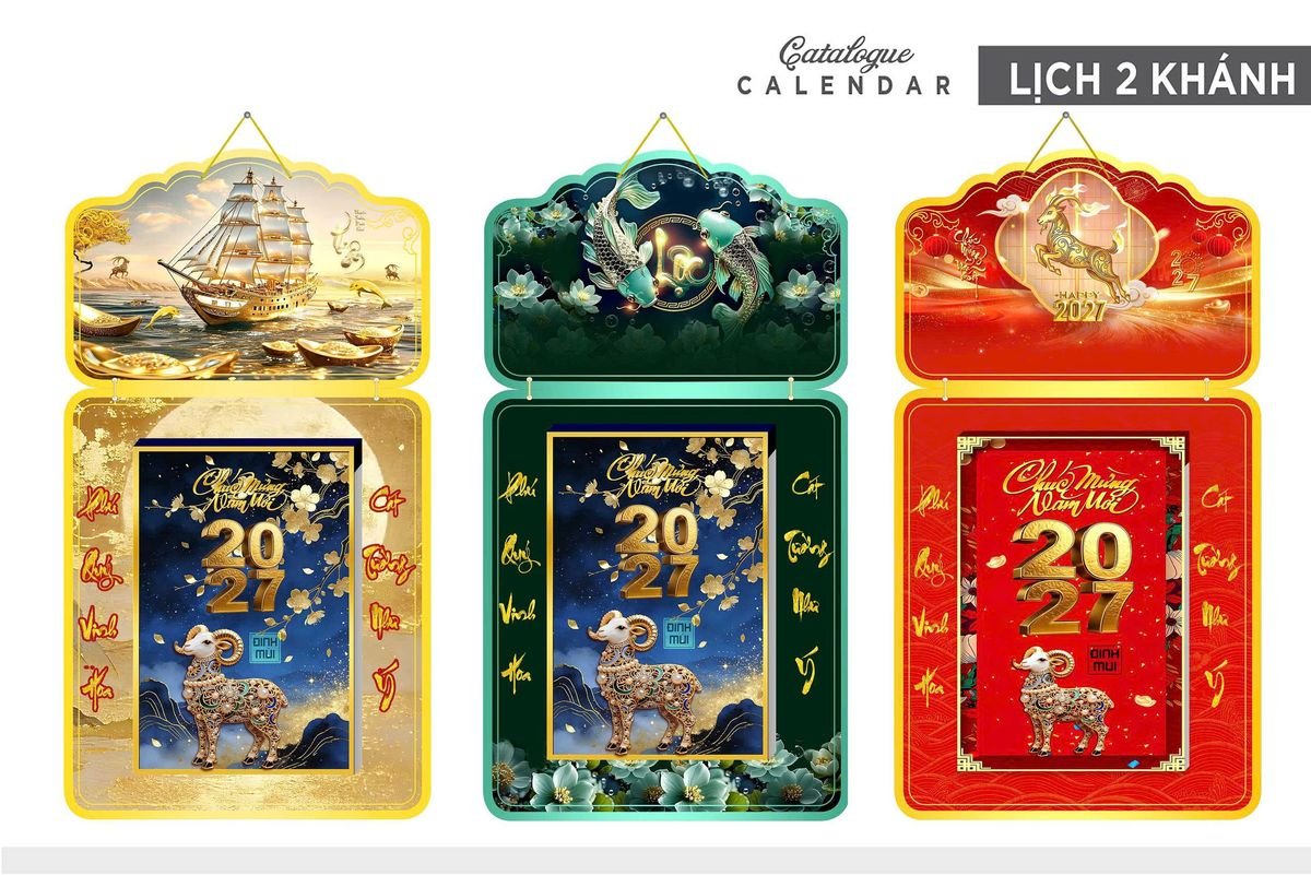 Lịch Khánh Gỗ Lamina 2 Đầu 2027 LM2D_024 - Quà Tặng Công Đoàn