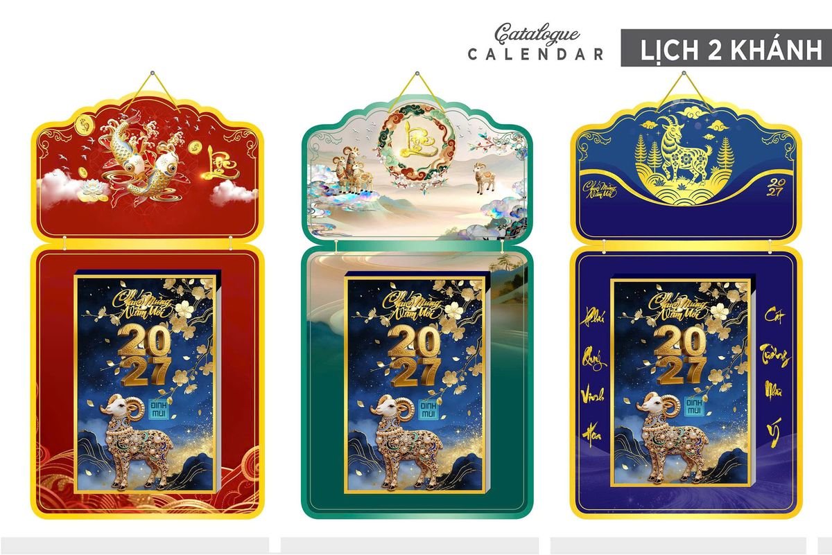 Lịch Khánh Gỗ Lamina 2 Đầu 2027 LM2D_025 - Quà Tặng Công Đoàn