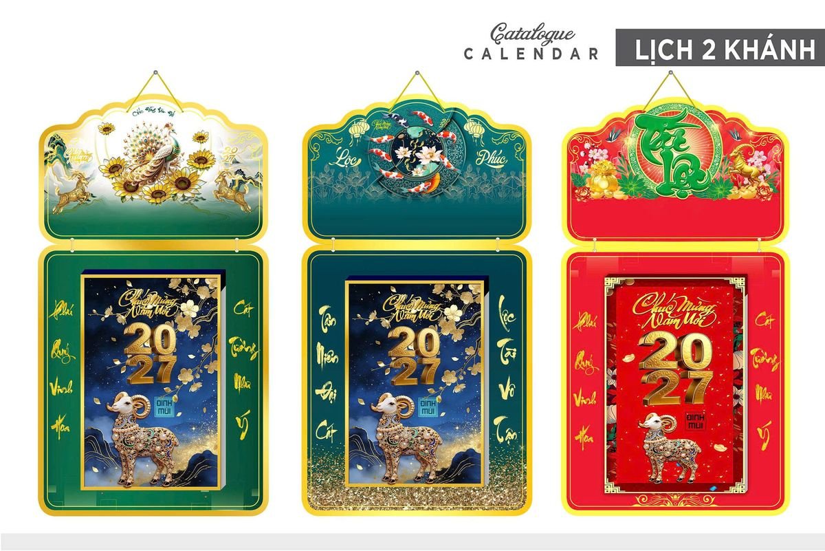 Lịch Khánh Gỗ Lamina 2 Đầu 2027 LM2D_026 - Quà Tặng Công Đoàn