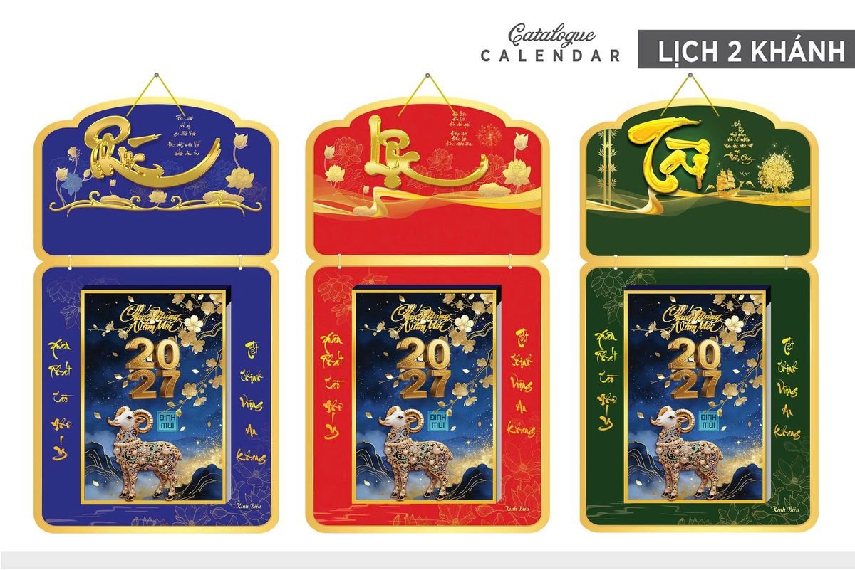 Lịch Khánh Gỗ Lamina 2 Đầu 2027 LM2D_027 - Quà Tặng Công Đoàn