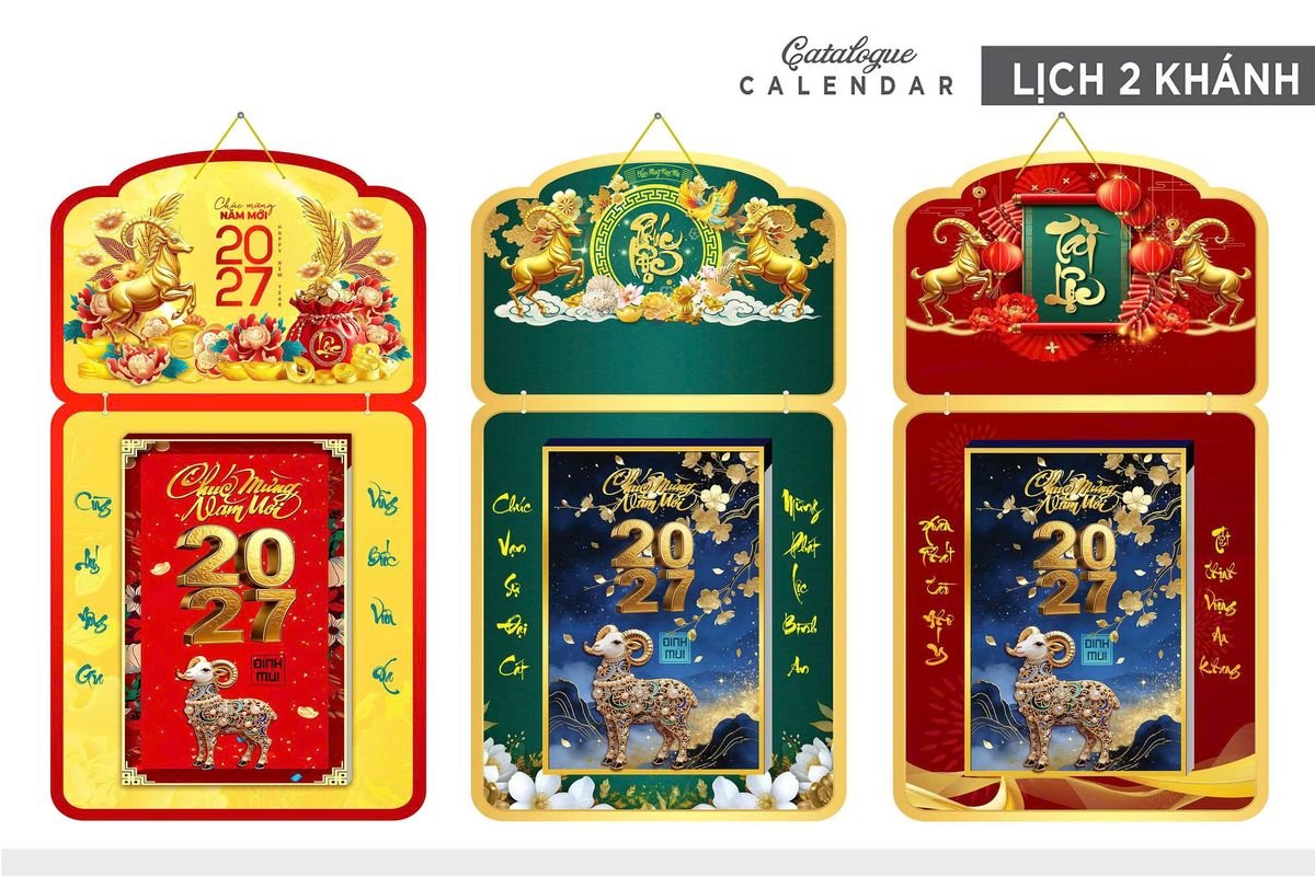 Lịch Khánh Gỗ Lamina 2 Đầu 2027 LM2D_028 - Quà Tặng Công Đoàn