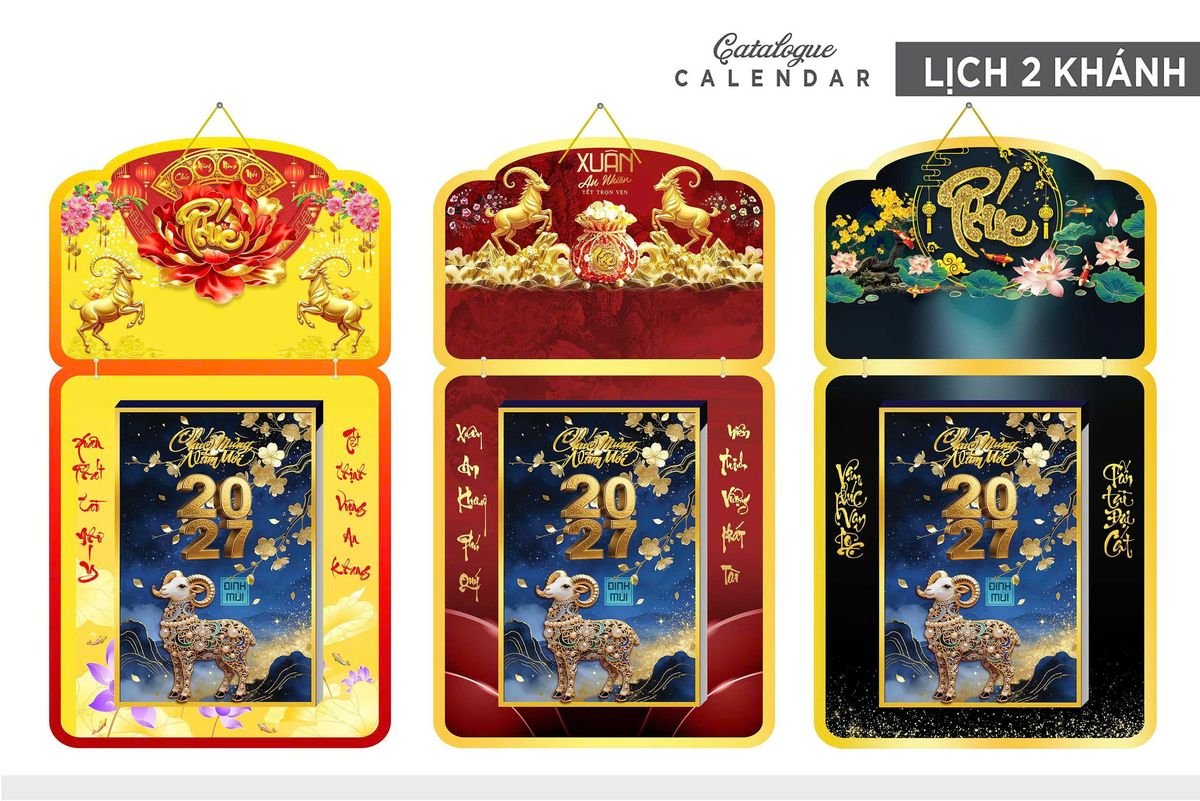 Lịch Khánh Gỗ Lamina 2 Đầu 2027 LM2D_029 - Quà Tặng Công Đoàn