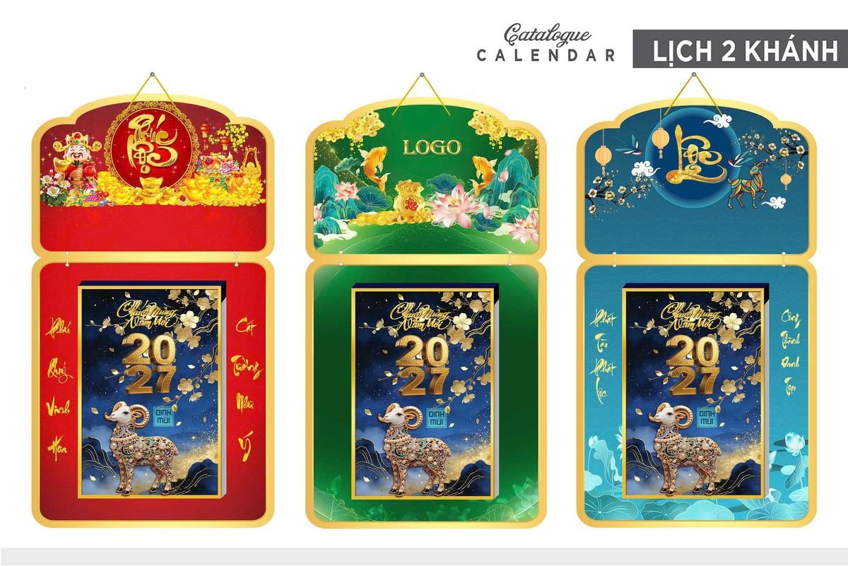 Lịch Khánh Gỗ Lamina 2 Đầu 2027 LM2D_030 - Quà Tặng Công Đoàn