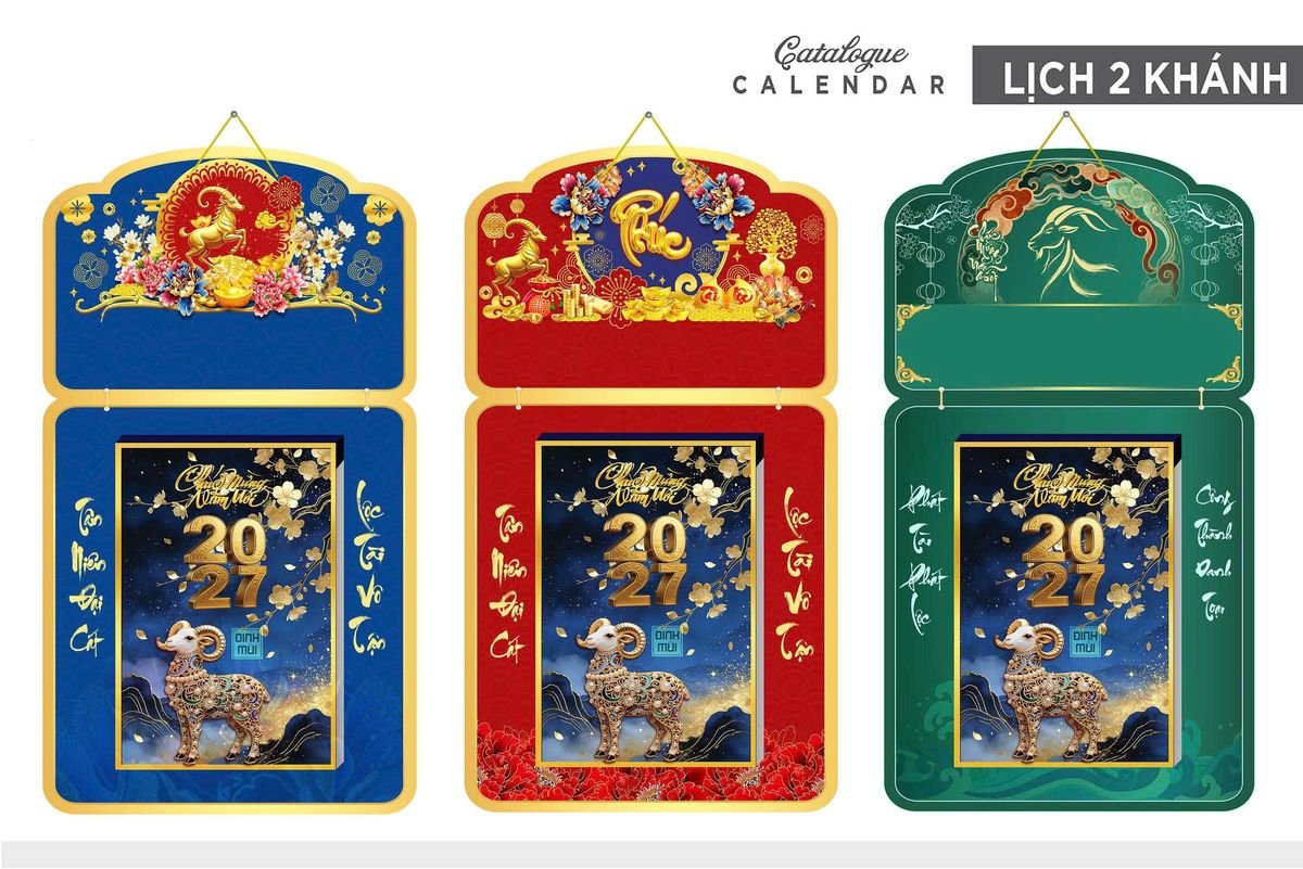 Lịch Khánh Gỗ Lamina 2 Đầu 2027 LM2D_031 - Quà Tặng Công Đoàn