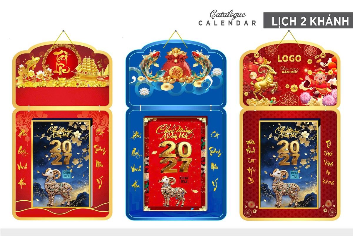 Lịch Khánh Gỗ Lamina 2 Đầu 2027 LM2D_032 - Quà Tặng Công Đoàn
