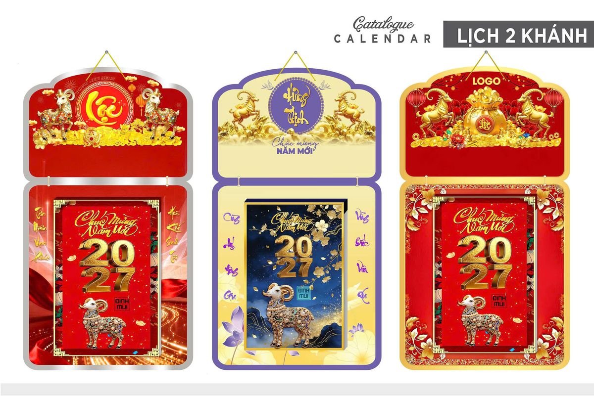 Lịch Khánh Gỗ Lamina 2 Đầu 2027 LM2D_033 - Quà Tặng Công Đoàn