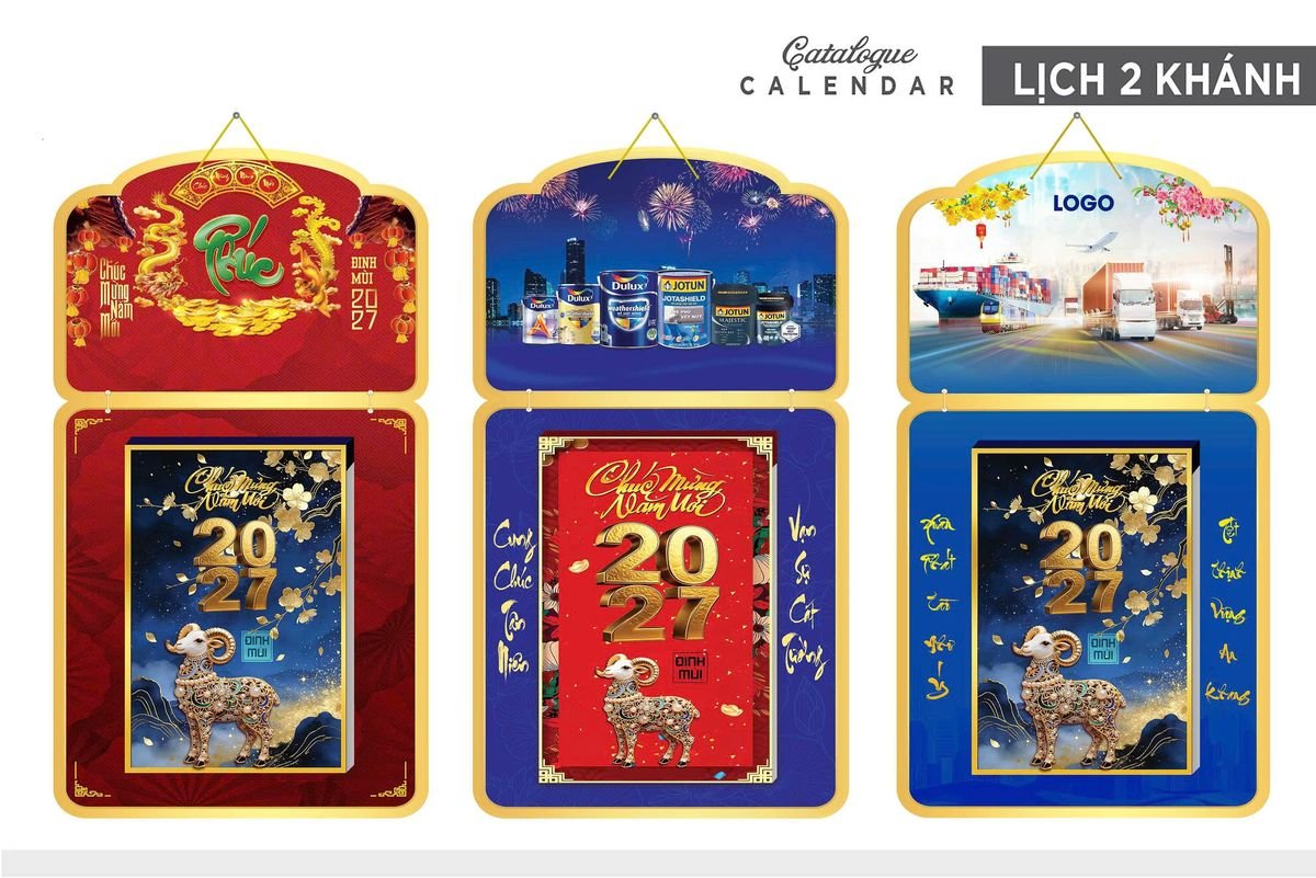 Lịch Khánh Gỗ Lamina 2 Đầu 2027 LM2D_034 - Quà Tặng Công Đoàn