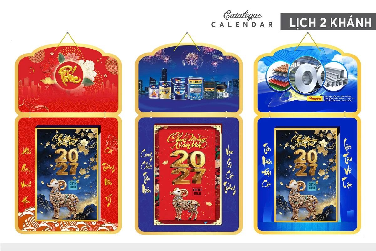 Lịch Khánh Gỗ Lamina 2 Đầu 2027 LM2D_035 - Quà Tặng Công Đoàn