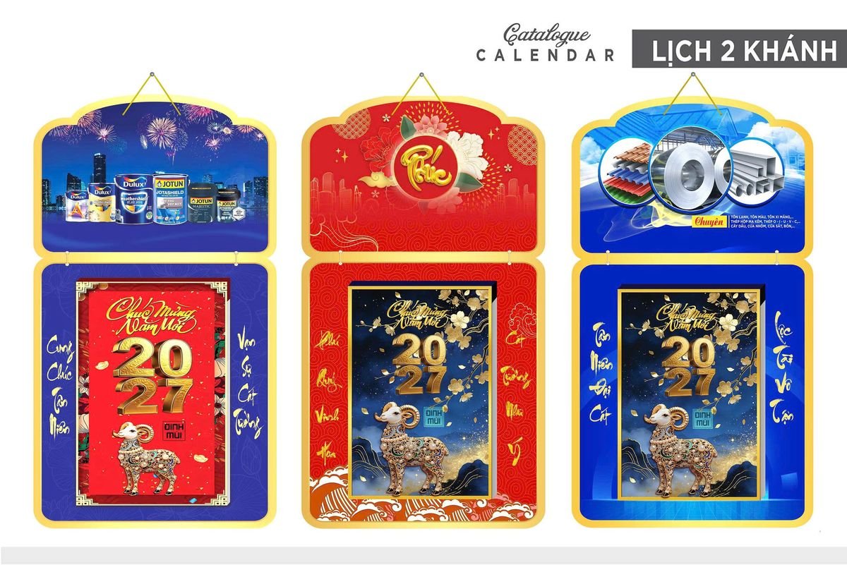 Lịch Khánh Gỗ Lamina 2 Đầu 2027 LM2D_036 - Quà Tặng Công Đoàn