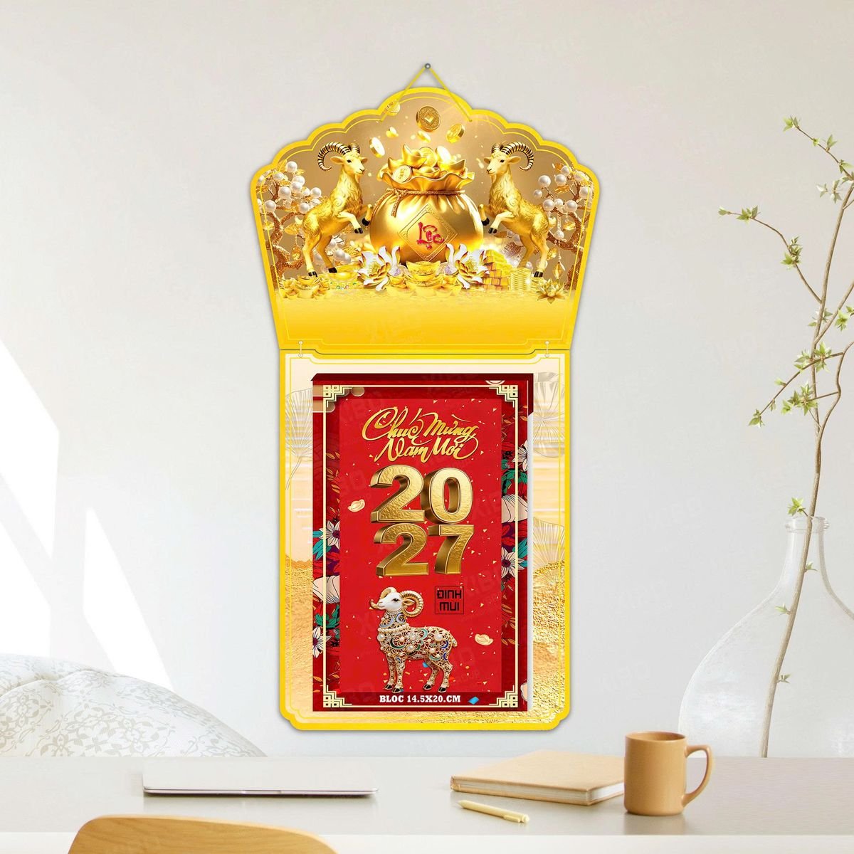 Lịch Khánh Gỗ Lamina 2 Đầu 2027 LM2D_037 - Quà Tặng Công Đoàn