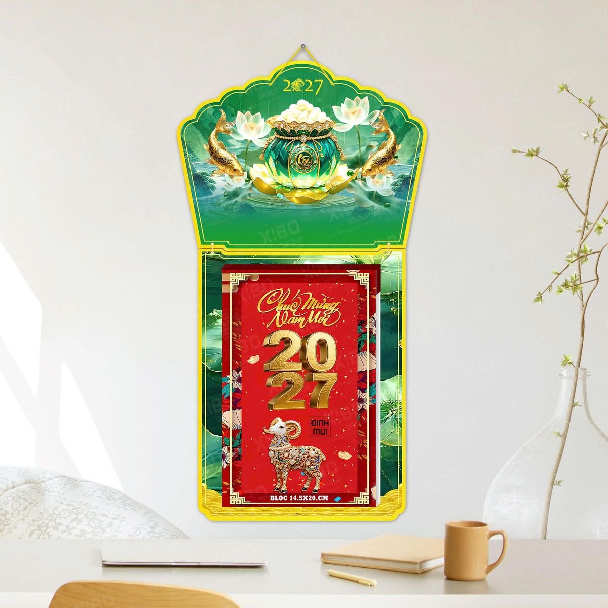Lịch Khánh Gỗ Lamina 2 Đầu 2027 LM2D_038 - Quà Tặng Công Đoàn
