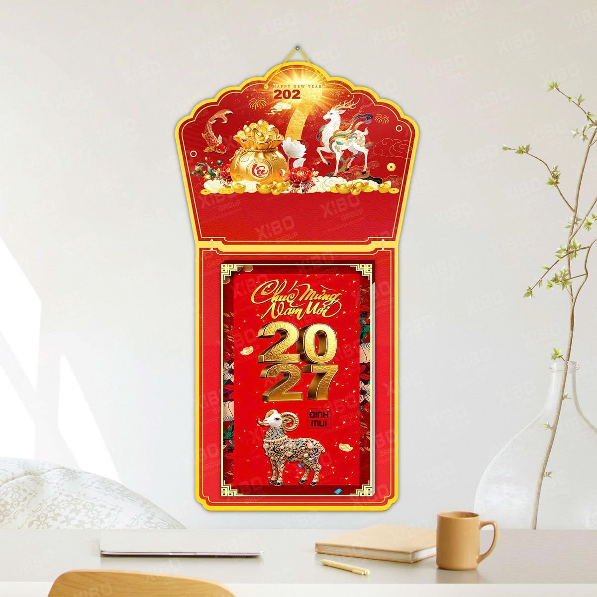 Lịch Khánh Gỗ Lamina 2 Đầu 2027 LM2D_041 - Quà Tặng Công Đoàn