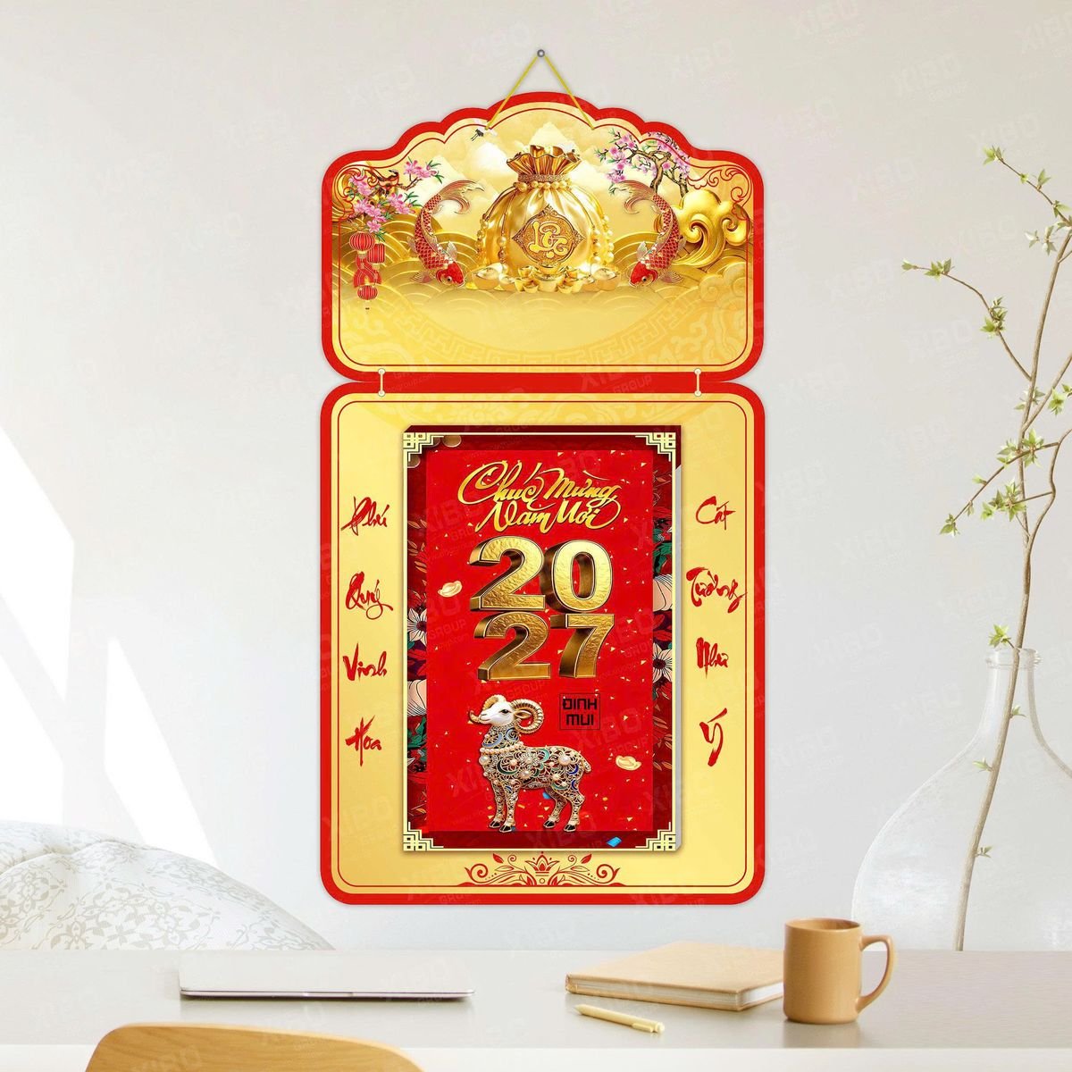 Lịch Khánh Gỗ Lamina 2 Đầu 2027 LM2D_043 - Quà Tặng Công Đoàn