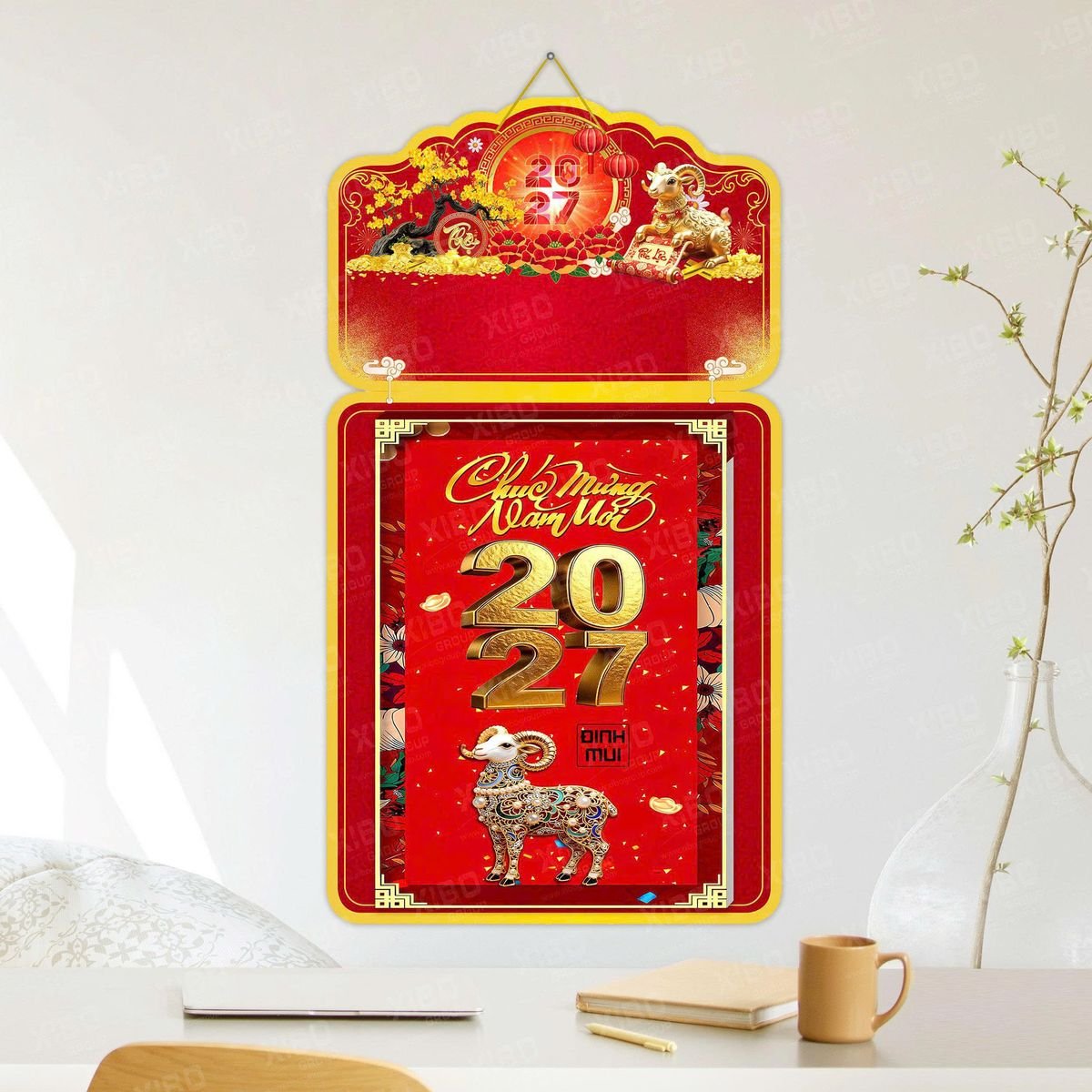 Lịch Khánh Gỗ Lamina 2 Đầu 2027 LM2D_044 - Quà Tặng Công Đoàn