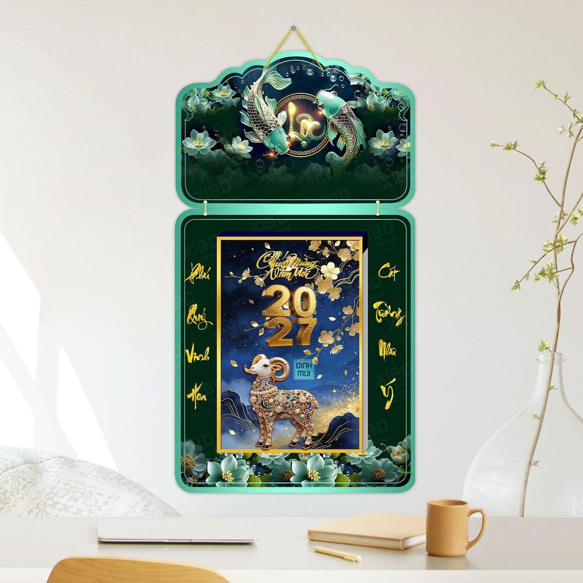 Lịch Khánh Gỗ Lamina 2 Đầu 2027 LM2D_045 - Quà Tặng Công Đoàn