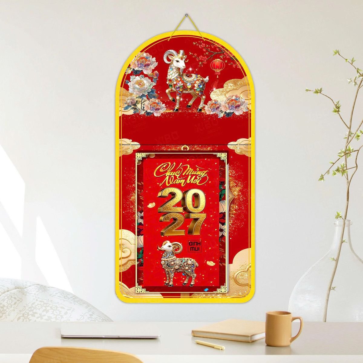 Lịch Khánh Gỗ Lamina 2 Đầu 2027 LM2D_048 - Quà Tặng Công Đoàn