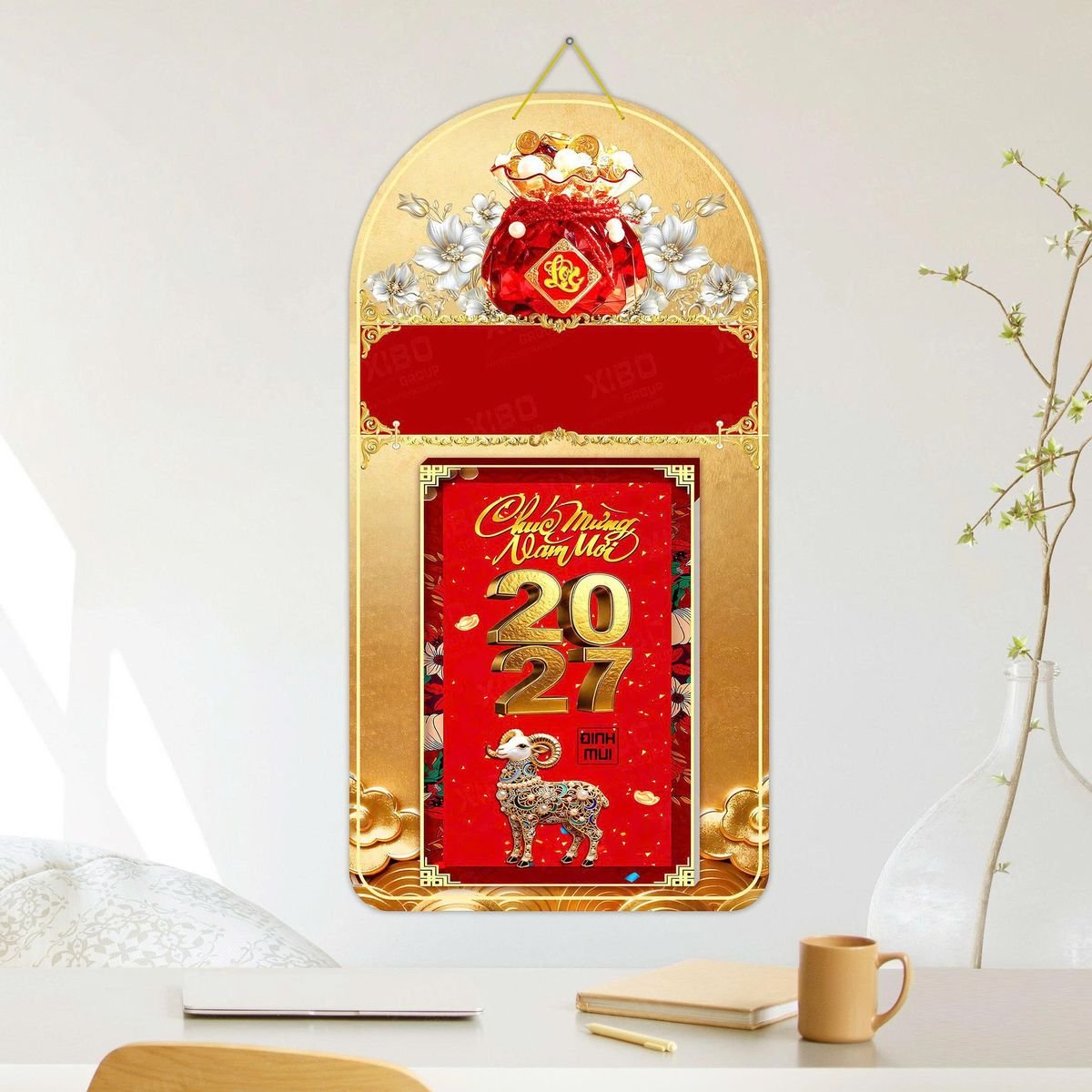 Lịch Khánh Gỗ Lamina 2 Đầu 2027 LM2D_049 - Quà Tặng Công Đoàn