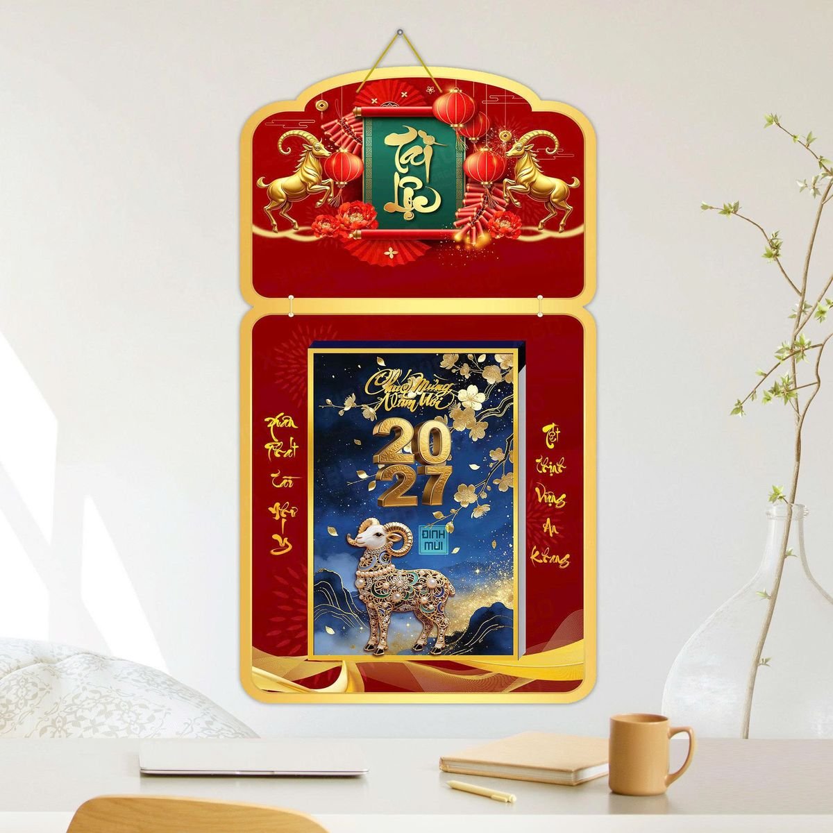 Lịch Khánh Gỗ Lamina 2 Đầu 2027 LM2D_053 - Quà Tặng Công Đoàn