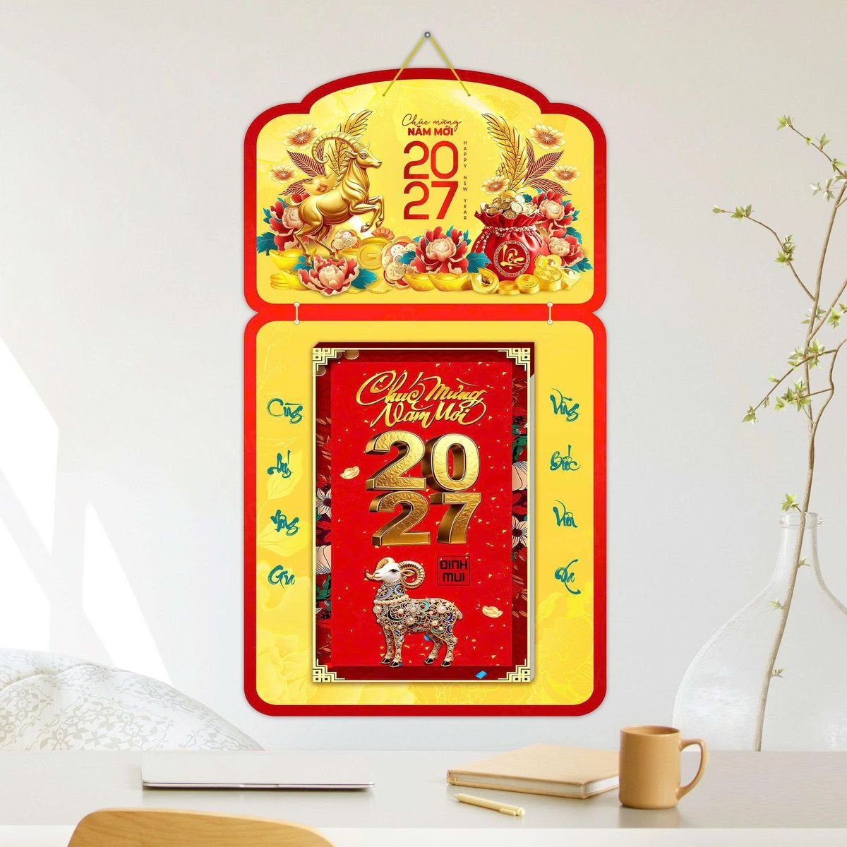 Lịch Khánh Gỗ Lamina 2 Đầu 2027 LM2D_054 - Quà Tặng Công Đoàn