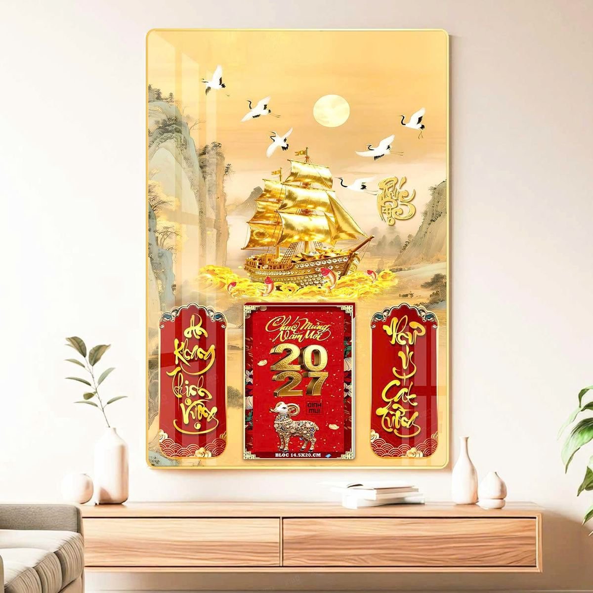 Lịch Gỗ Lamina Cao Cấp 40x60cm 2027 LM406_049 - Quà Tặng Công Đoàn