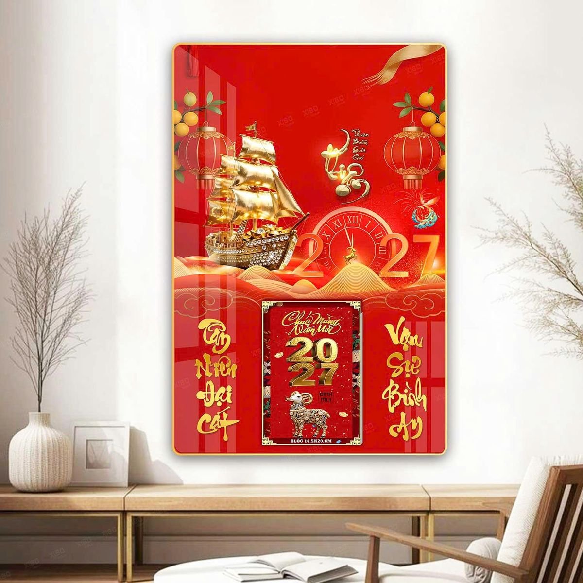 Lịch Gỗ Lamina Cao Cấp 40x60cm 2027 LM406_070 - Quà Tặng Công Đoàn