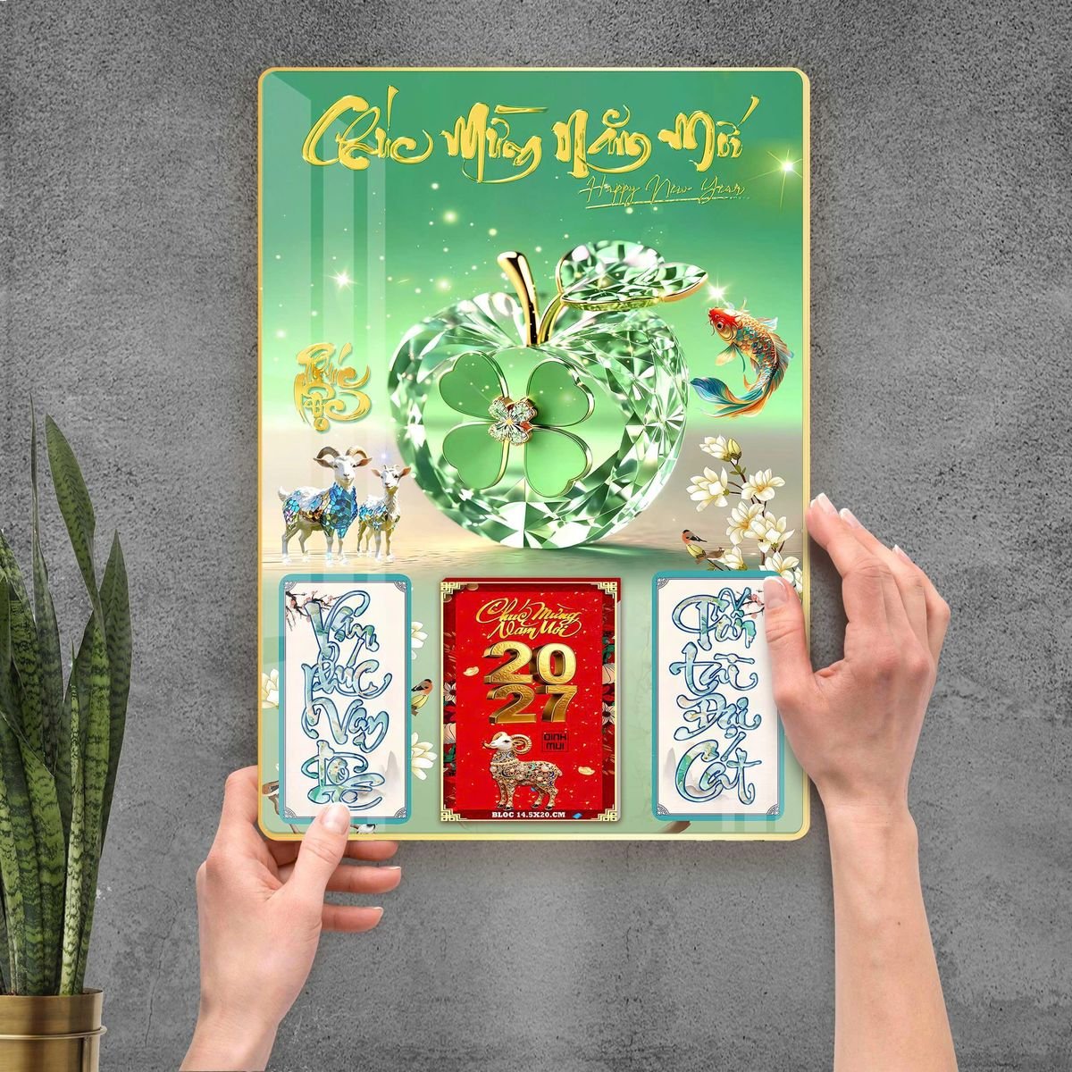 Lịch Gỗ Lamina Cao Cấp 40x60cm 2027 LM406_098 - Quà Tặng Công Đoàn