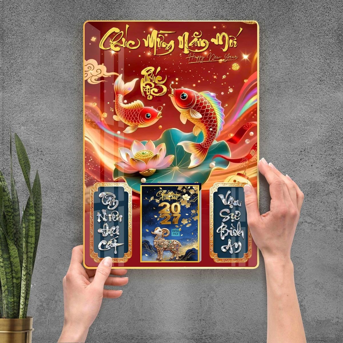 Lịch Gỗ Lamina Cao Cấp 40x60cm 2027 LM406_102 - Quà Tặng Công Đoàn
