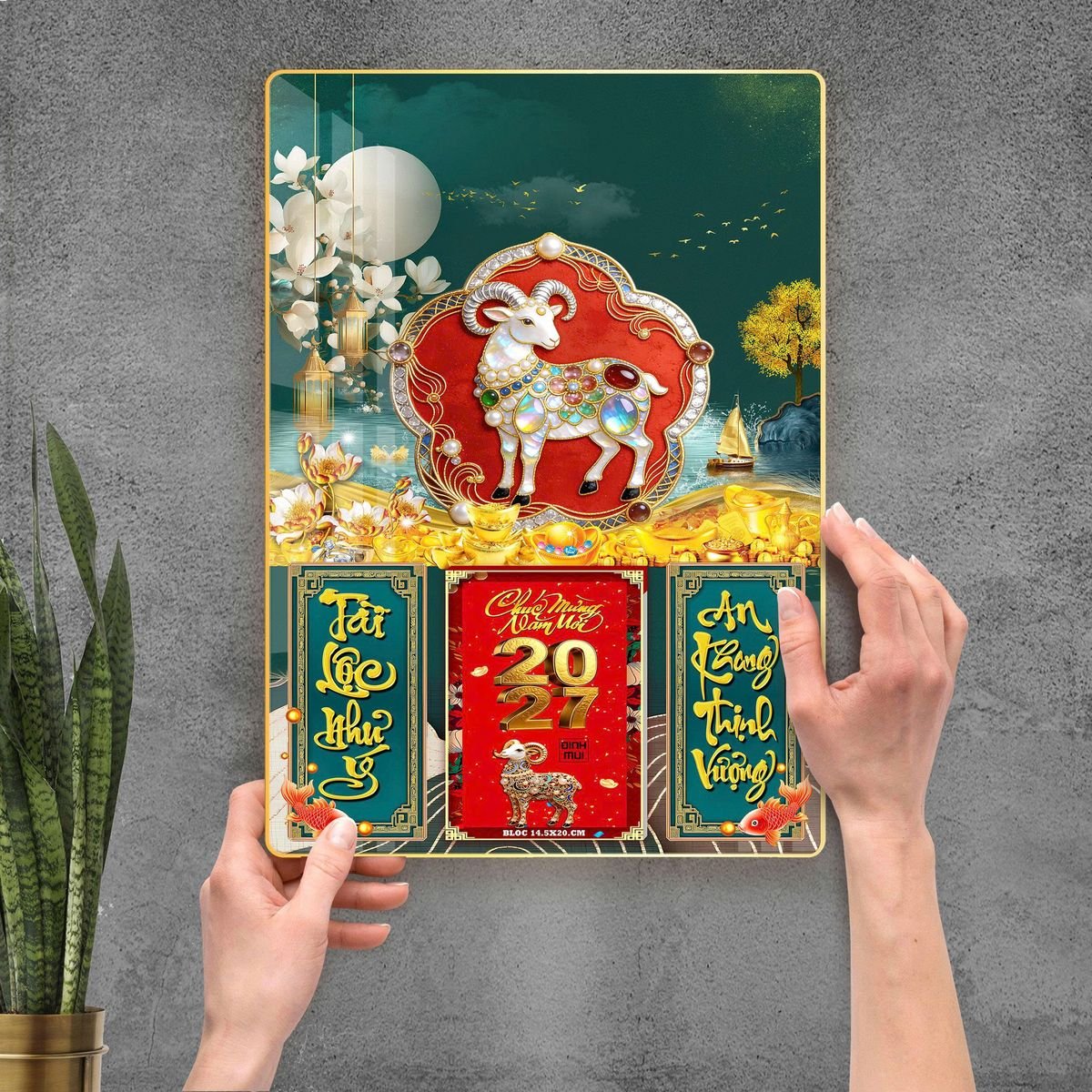 Lịch Gỗ Lamina Cao Cấp 40x60cm 2027 LM406_110 - Quà Tặng Công Đoàn