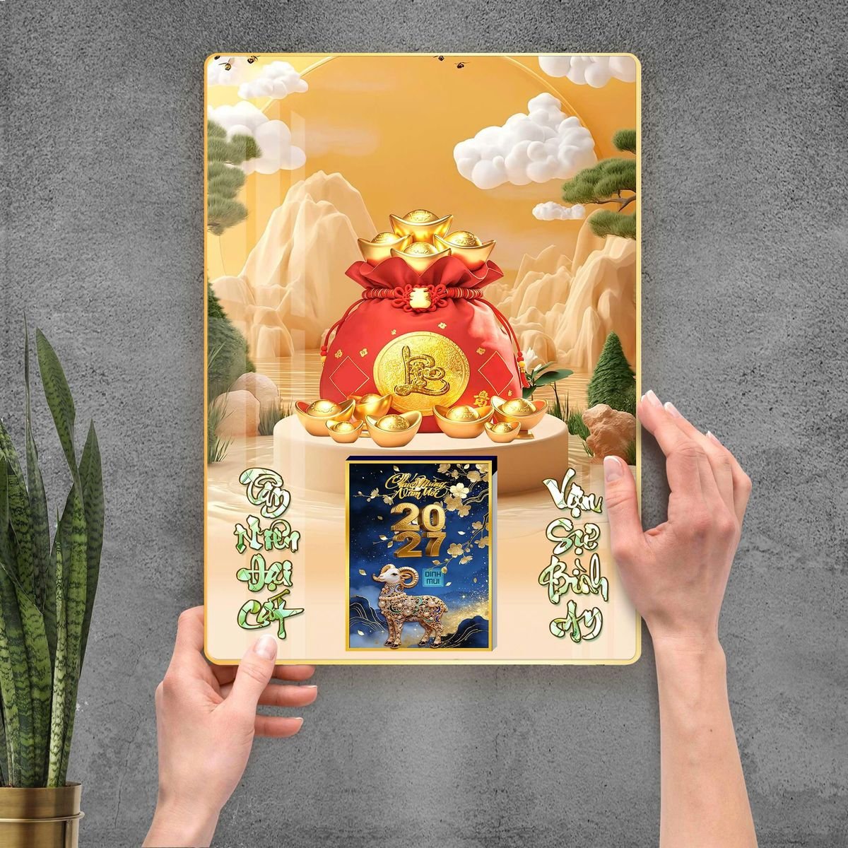 Lịch Gỗ Lamina Cao Cấp 40x60cm 2027 LM406_112 - Quà Tặng Công Đoàn