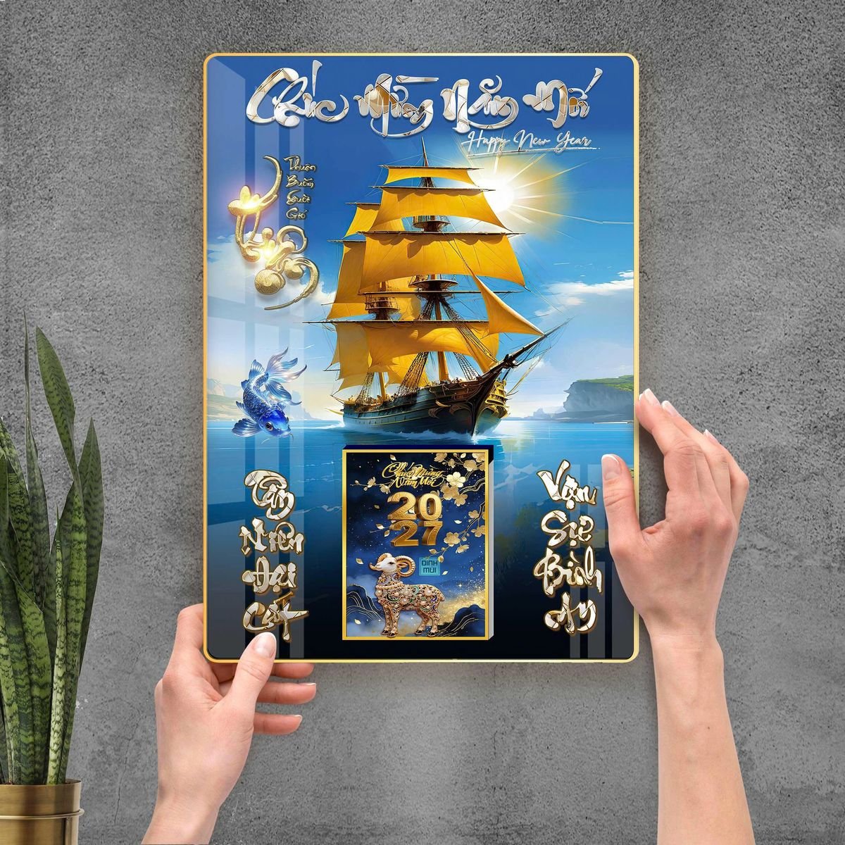 Lịch Gỗ Lamina Cao Cấp 40x60cm 2027 LM406_113 - Quà Tặng Công Đoàn