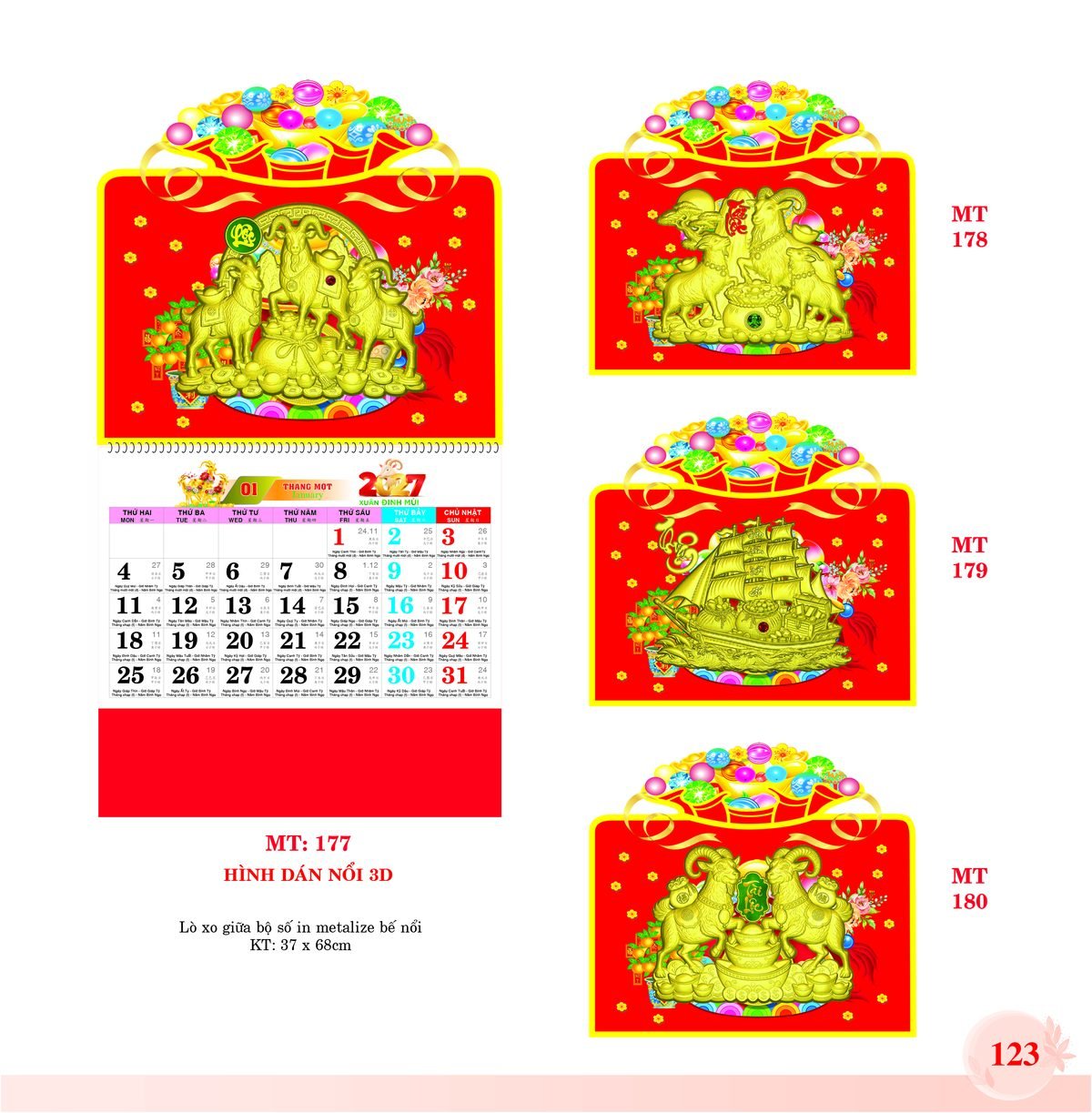Lịch Treo Tường Lò Xo 2027 MT Mẫu MT177 (37 x 68cm) Quà Tết Công Đoàn Đầy Đủ Hóa Đơn VAT Lịch Treo Tường Lò Xo 2027 MT Mẫu MT177 (37 x 68cm) Quà Tết Công Đoàn Đầy Đủ Hóa Đơn VAT in logo doanh nghiệp quà tặng Tết tại Quà Tặng Công Đoàn