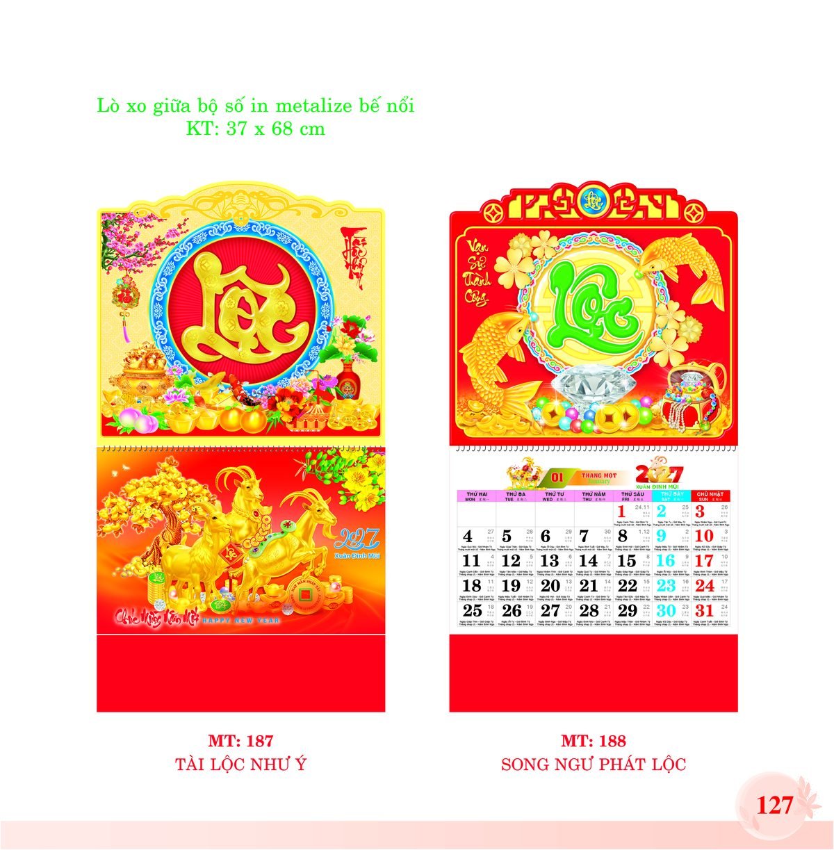 Lịch Treo Tường Lò Xo 2027 MT Mẫu MT188 (37 x 68cm) Quà Tết Công Đoàn Đầy Đủ Hóa Đơn VAT Lịch Treo Tường Lò Xo 2027 MT Mẫu MT188 (37 x 68cm) Quà Tết Công Đoàn Đầy Đủ Hóa Đơn VAT in logo doanh nghiệp quà tặng Tết tại Quà Tặng Công Đoàn