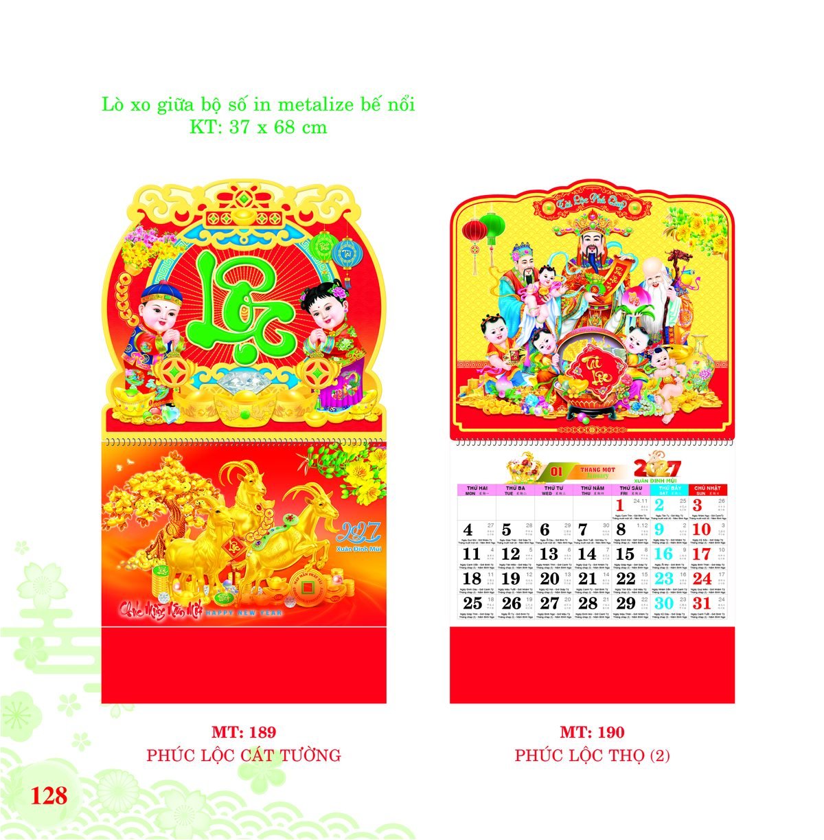 Lịch Treo Tường Lò Xo 2027 MT Mẫu MT190 (37 x 68cm) Quà Tết Công Đoàn Đầy Đủ Hóa Đơn VAT Lịch Treo Tường Lò Xo 2027 MT Mẫu MT190 (37 x 68cm) Quà Tết Công Đoàn Đầy Đủ Hóa Đơn VAT in logo doanh nghiệp quà tặng Tết tại Quà Tặng Công Đoàn