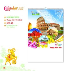 Lịch Treo Tường Lò Xo 2027 MT Mẫu MT20 (40 x 60cm) Quà Tết Công Đoàn Đầy Đủ Hóa Đơn VAT in logo doanh nghiệp quà tặng Tết tại Quà Tặng Công Đoàn