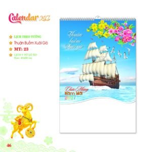 Lịch Treo Tường Lò Xo 2027 MT Mẫu MT23 - Thuận Buồm Xuôi Gió (40 x 60cm) Quà Tết Công Đoàn Đầy Đủ Hóa Đơn VAT in logo doanh nghiệp quà tặng Tết tại Quà Tặng Công Đoàn