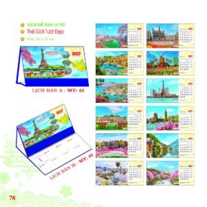 Lịch Để Bàn 2027 MT Mẫu MT42 (24 x 17cm) Quà Tết Công Đoàn Đầy Đủ Hóa Đơn VAT in logo doanh nghiệp quà tặng Tết tại Quà Tặng Công Đoàn