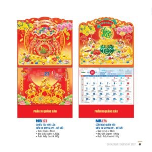 Lịch Bìa Treo 2027 NB Mẫu NB174 (29 x 41 cm) Quà Tết Công Đoàn Đầy Đủ Hóa Đơn VAT in logo doanh nghiệp quà tặng Tết tại Quà Tặng Công Đoàn